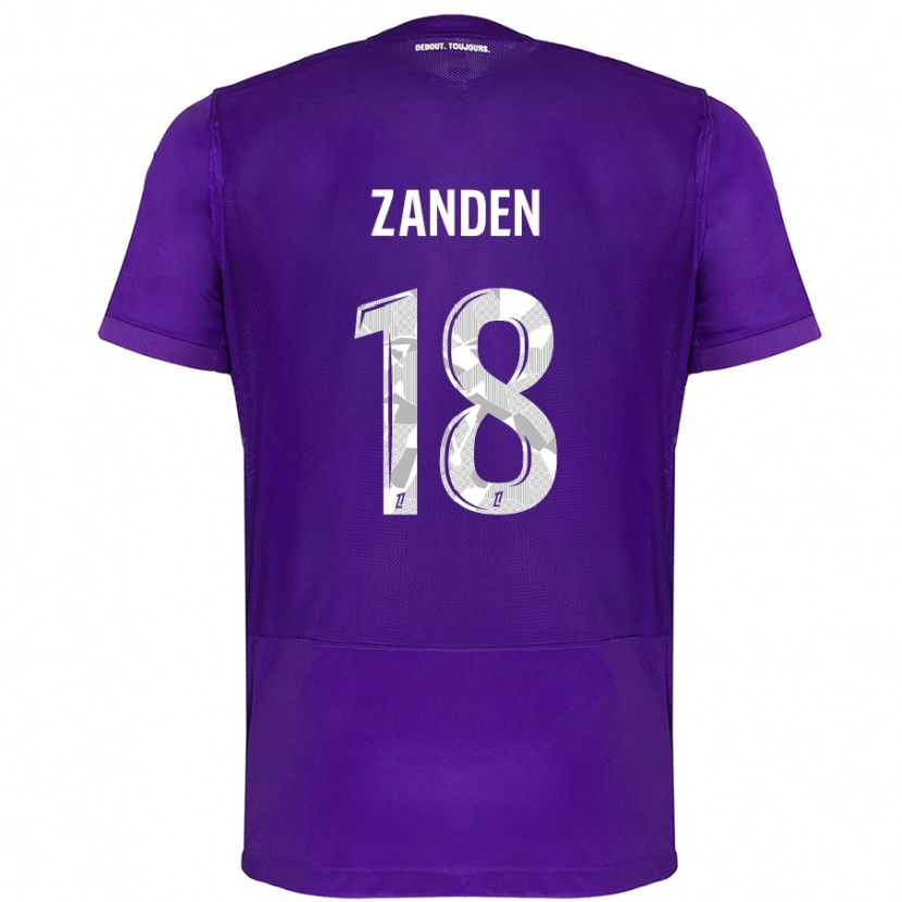 Danxen Enfant Maillot Oliver Zandén #18 Violet Blanc Tenues Domicile 2024/25 T-Shirt