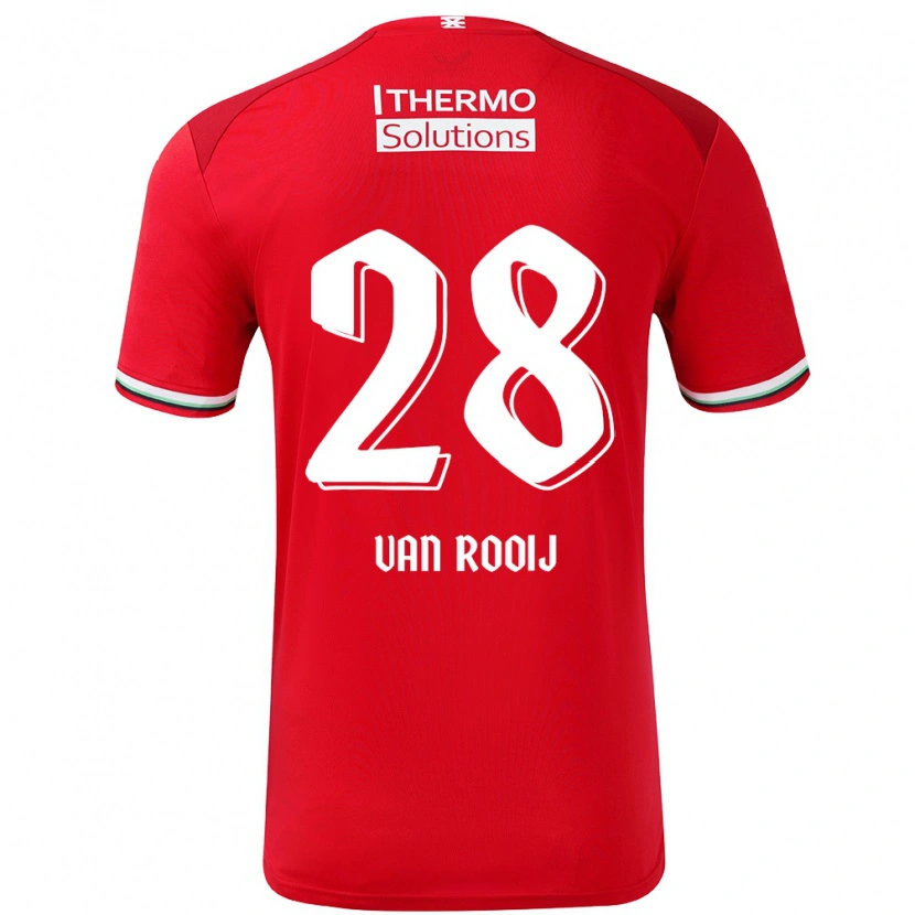 Danxen Enfant Maillot Bart Van Rooij #28 Rouge Blanc Tenues Domicile 2024/25 T-Shirt