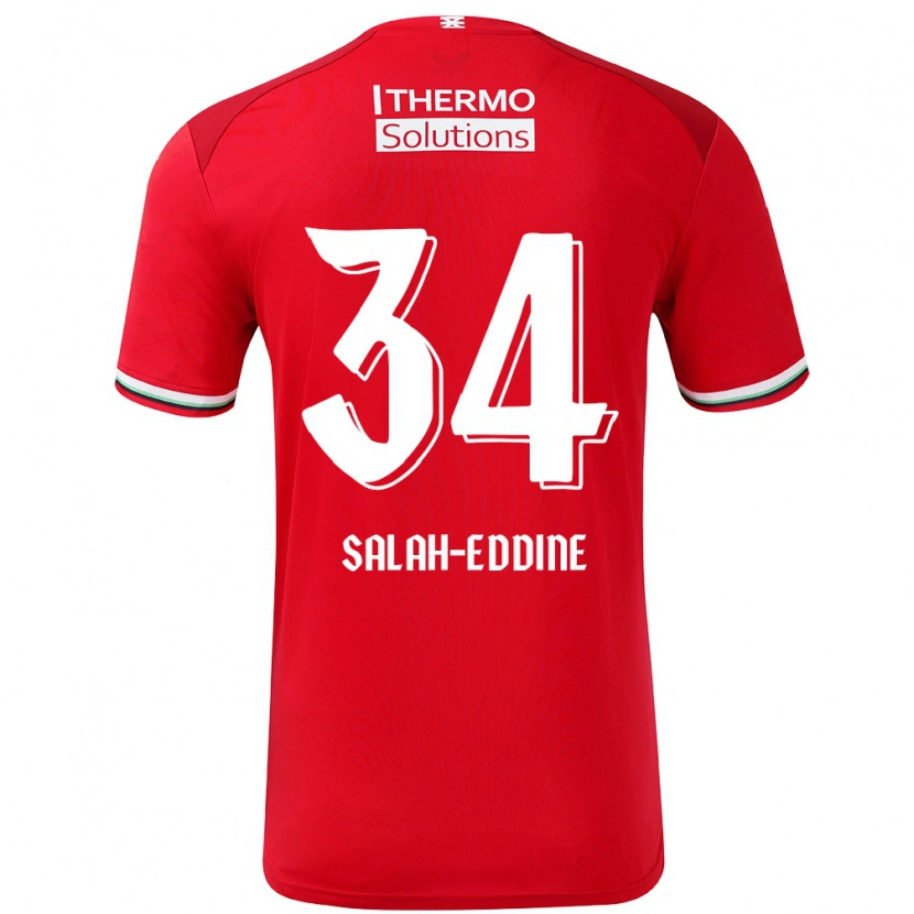 Danxen Enfant Maillot Anass Salah-Eddine #34 Rouge Blanc Tenues Domicile 2024/25 T-Shirt