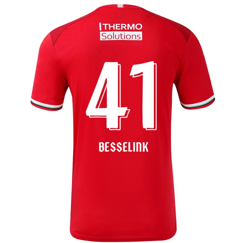 Danxen Enfant Maillot Gijs Besselink #41 Rouge Blanc Tenues Domicile 2024/25 T-Shirt