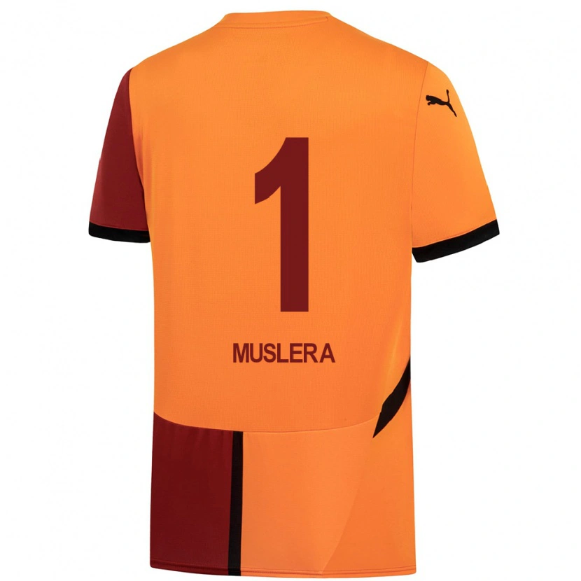 Danxen Enfant Maillot Fernando Muslera #1 Jaune Rouge Tenues Domicile 2024/25 T-Shirt