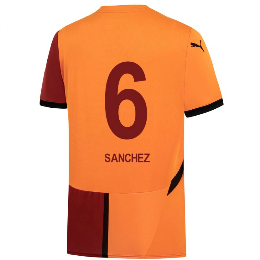 Danxen Enfant Maillot Davinson Sánchez #6 Jaune Rouge Tenues Domicile 2024/25 T-Shirt