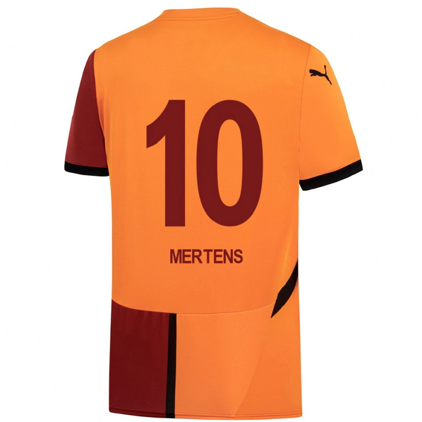 Danxen Enfant Maillot Dries Mertens #10 Jaune Rouge Tenues Domicile 2024/25 T-Shirt