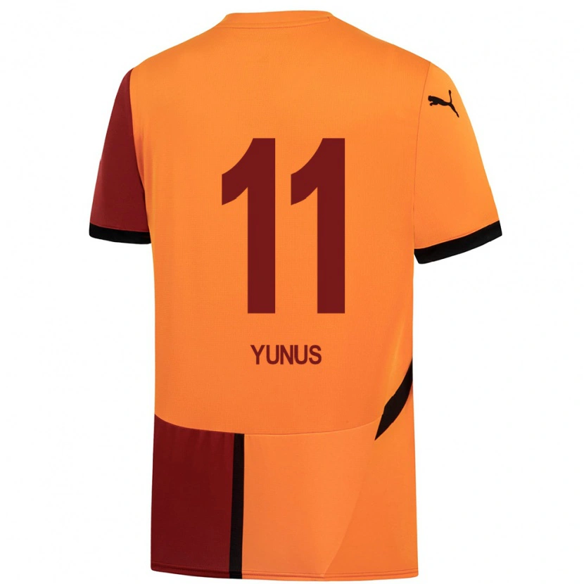 Danxen Enfant Maillot Yunus Akgün #11 Jaune Rouge Tenues Domicile 2024/25 T-Shirt