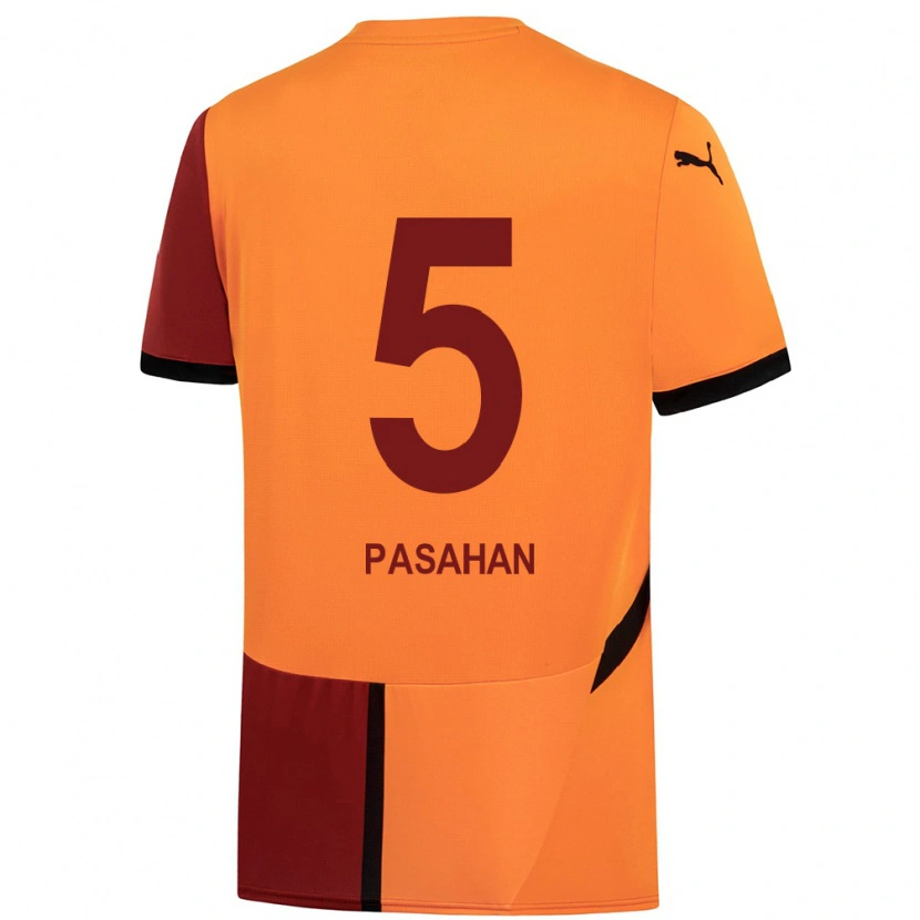 Danxen Enfant Maillot Eren Paşahan #5 Jaune Rouge Tenues Domicile 2024/25 T-Shirt