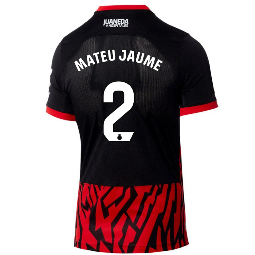 Danxen Enfant Maillot Mateu Morey #2 Noir Rouge Tenues Domicile 2024/25 T-Shirt