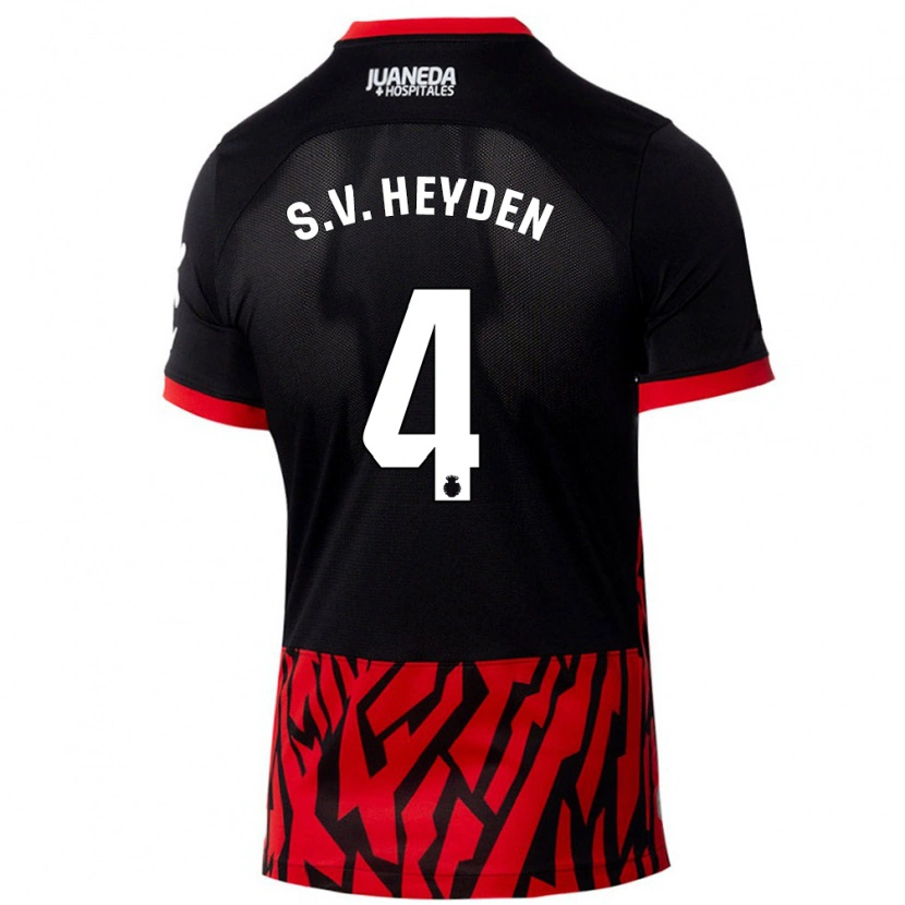 Danxen Enfant Maillot Siebe Van Der Heyden #4 Noir Rouge Tenues Domicile 2024/25 T-Shirt