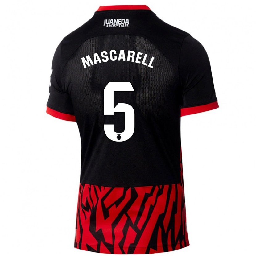 Danxen Enfant Maillot Omar Mascarell #5 Noir Rouge Tenues Domicile 2024/25 T-Shirt