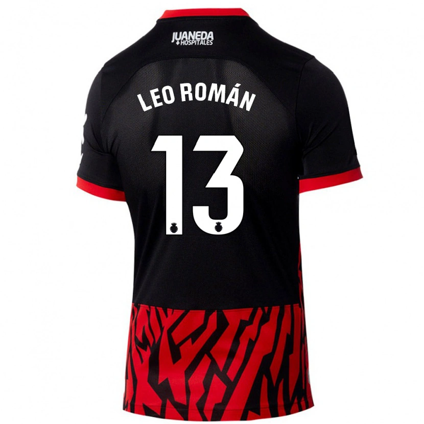 Danxen Enfant Maillot Leo Román #13 Noir Rouge Tenues Domicile 2024/25 T-Shirt