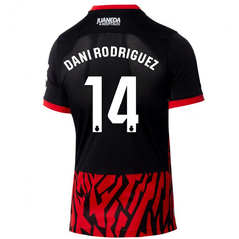 Danxen Enfant Maillot Dani Rodríguez #14 Noir Rouge Tenues Domicile 2024/25 T-Shirt