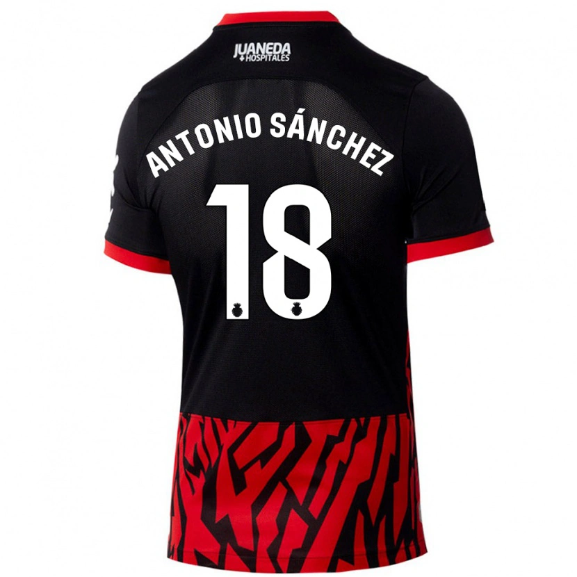 Danxen Enfant Maillot Antonio Sánchez #18 Noir Rouge Tenues Domicile 2024/25 T-Shirt