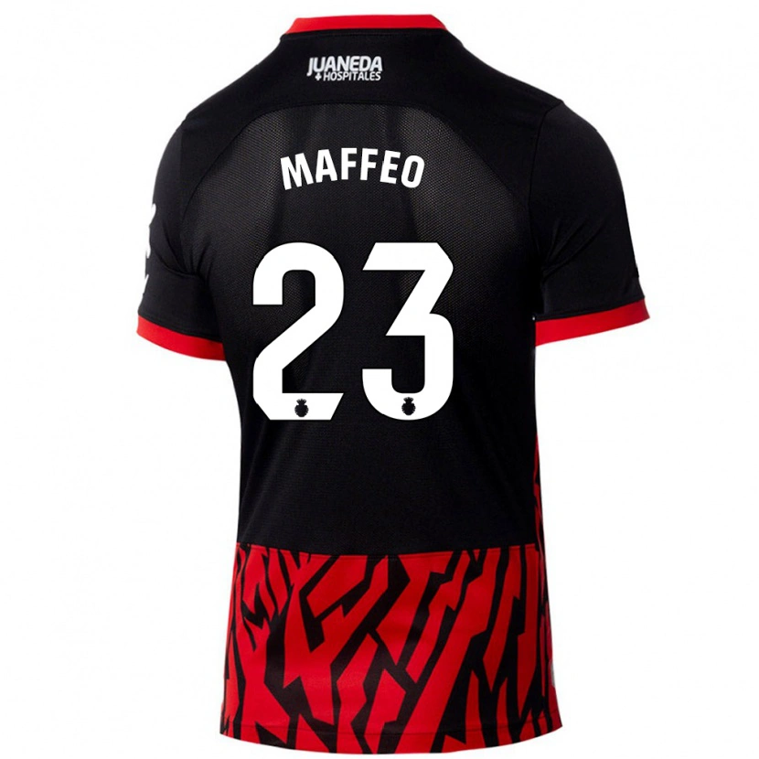 Danxen Enfant Maillot Pablo Maffeo #23 Noir Rouge Tenues Domicile 2024/25 T-Shirt