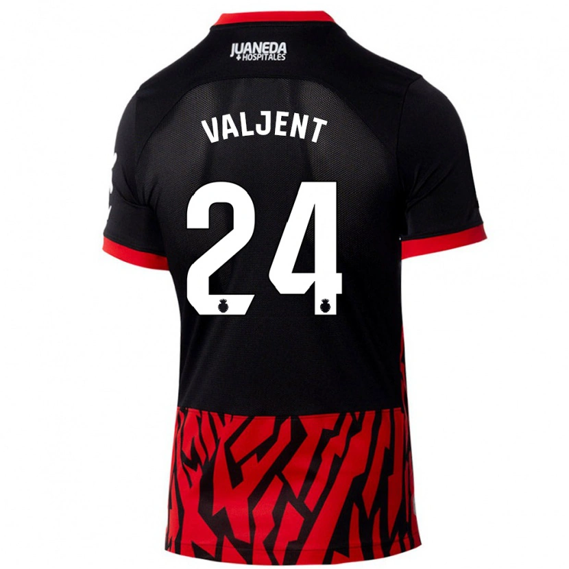 Danxen Enfant Maillot Martin Valjent #24 Noir Rouge Tenues Domicile 2024/25 T-Shirt