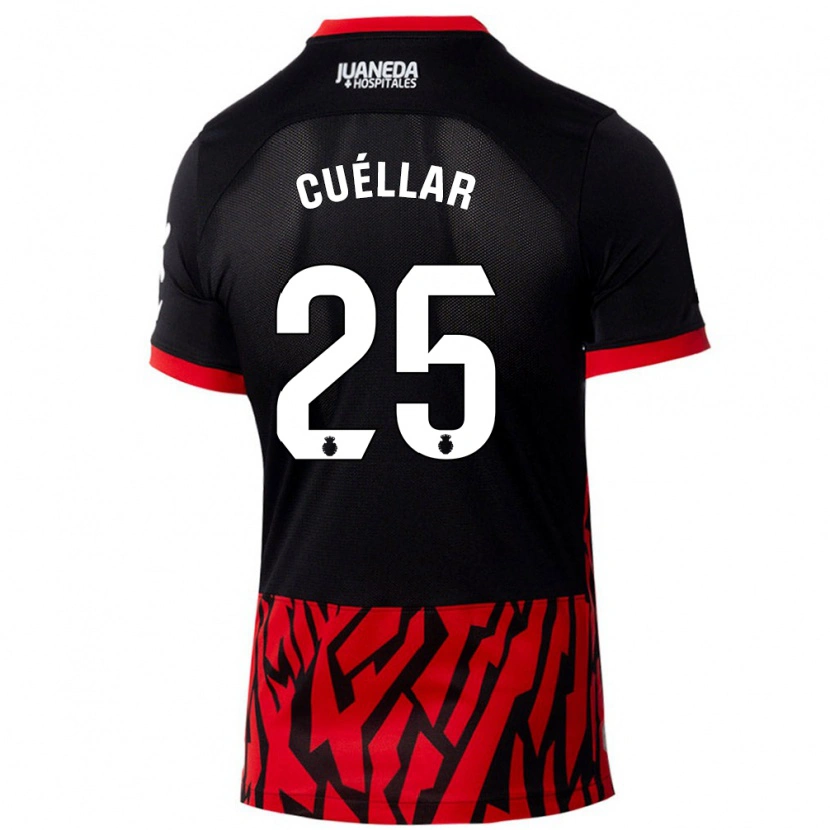 Danxen Enfant Maillot Iván Cuéllar #25 Noir Rouge Tenues Domicile 2024/25 T-Shirt