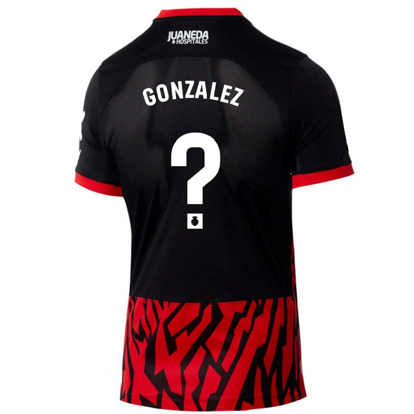 Danxen Enfant Maillot Adrià González #0 Noir Rouge Tenues Domicile 2024/25 T-Shirt