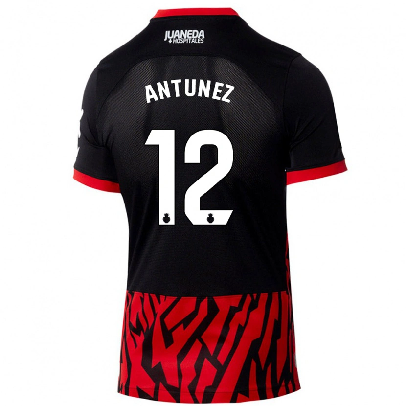 Danxen Enfant Maillot Yahir Antúnez #12 Noir Rouge Tenues Domicile 2024/25 T-Shirt