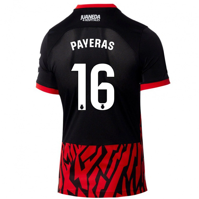 Danxen Enfant Maillot Martí Payeras #16 Noir Rouge Tenues Domicile 2024/25 T-Shirt