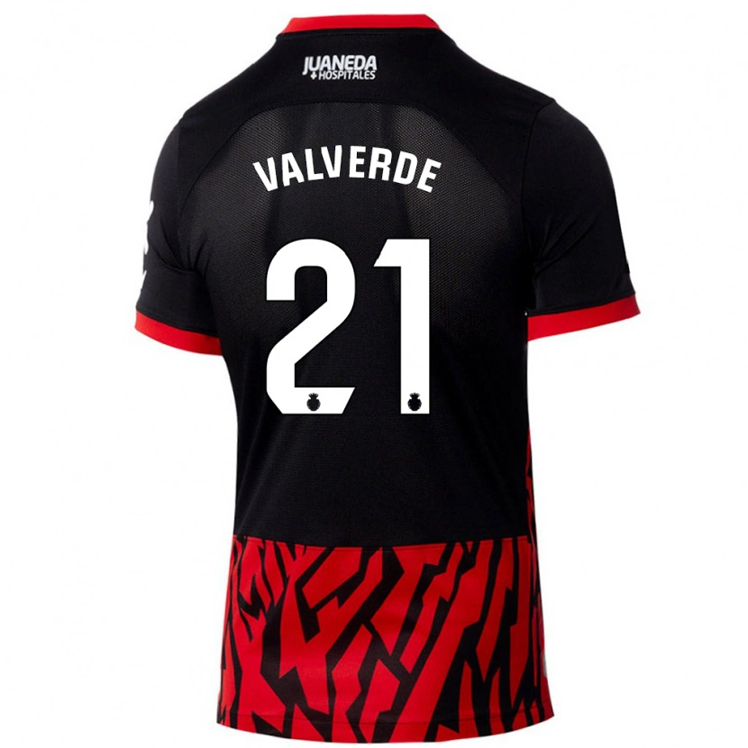 Danxen Enfant Maillot David Valverde #21 Noir Rouge Tenues Domicile 2024/25 T-Shirt