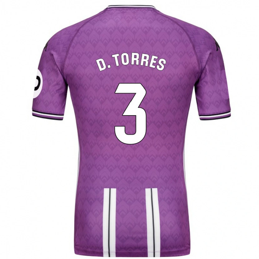 Danxen Enfant Maillot David Torres #3 Violet Blanc Tenues Domicile 2024/25 T-Shirt