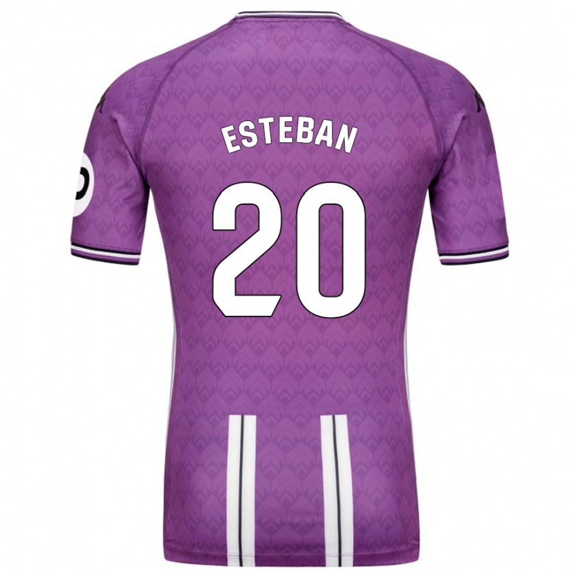 Danxen Enfant Maillot Sergio Esteban #20 Violet Blanc Tenues Domicile 2024/25 T-Shirt