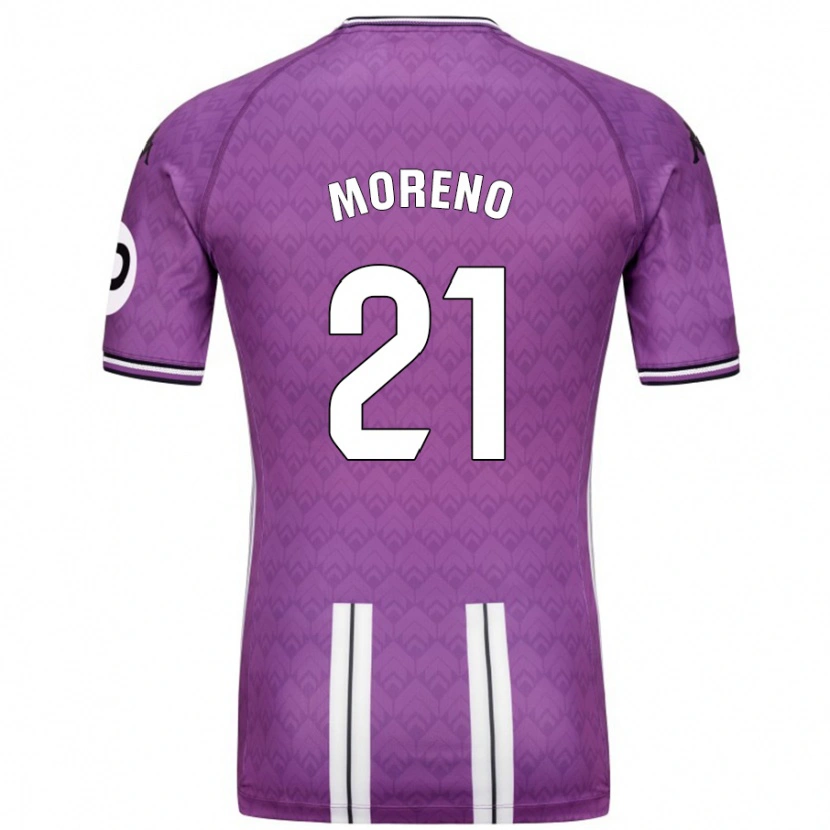 Danxen Enfant Maillot Xavi Moreno #21 Violet Blanc Tenues Domicile 2024/25 T-Shirt