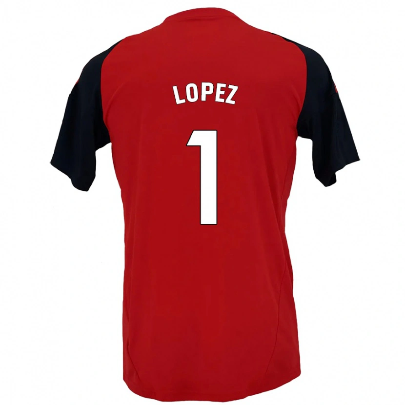 Danxen Enfant Maillot Luis López #1 Rouge Noir Tenues Domicile 2024/25 T-Shirt