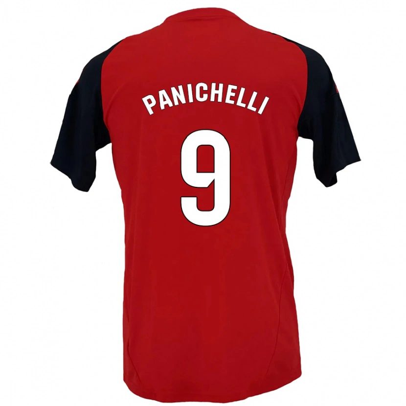 Danxen Enfant Maillot Joaquín Panichelli #9 Rouge Noir Tenues Domicile 2024/25 T-Shirt