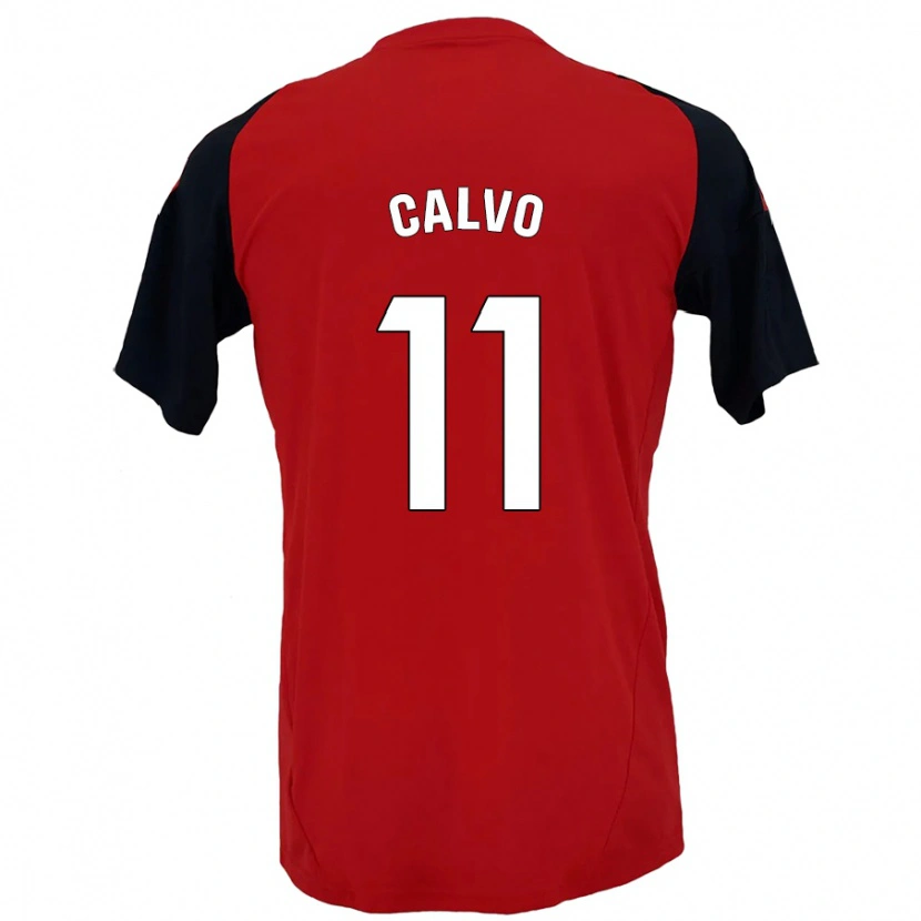 Danxen Enfant Maillot Álex Calvo #11 Rouge Noir Tenues Domicile 2024/25 T-Shirt