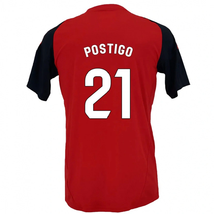 Danxen Enfant Maillot Sergio Postigo #21 Rouge Noir Tenues Domicile 2024/25 T-Shirt