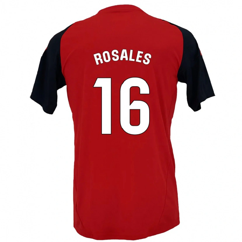 Danxen Enfant Maillot Diego Rosales #16 Rouge Noir Tenues Domicile 2024/25 T-Shirt