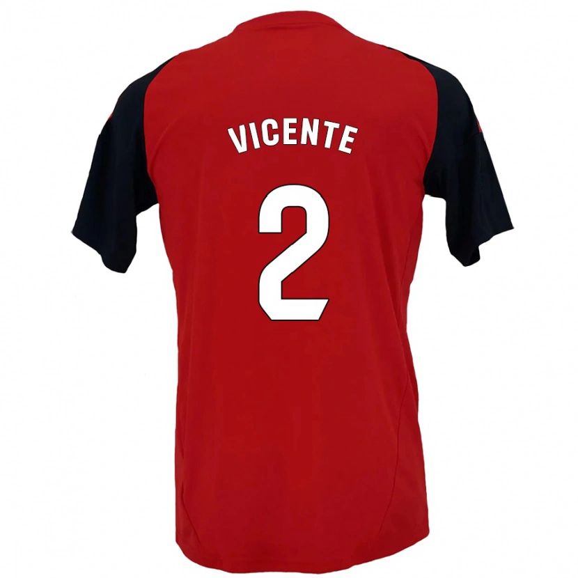 Danxen Enfant Maillot David Vicente #2 Rouge Noir Tenues Domicile 2024/25 T-Shirt