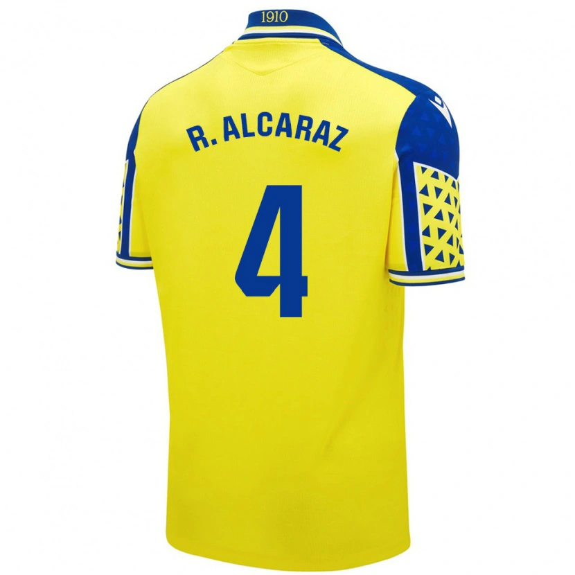 Danxen Enfant Maillot Rubén Alcaraz #4 Jaune Bleu Tenues Domicile 2024/25 T-Shirt