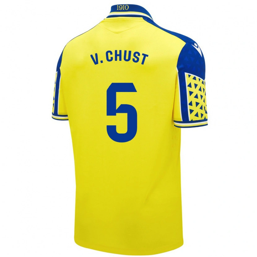 Danxen Enfant Maillot Víctor Chust #5 Jaune Bleu Tenues Domicile 2024/25 T-Shirt