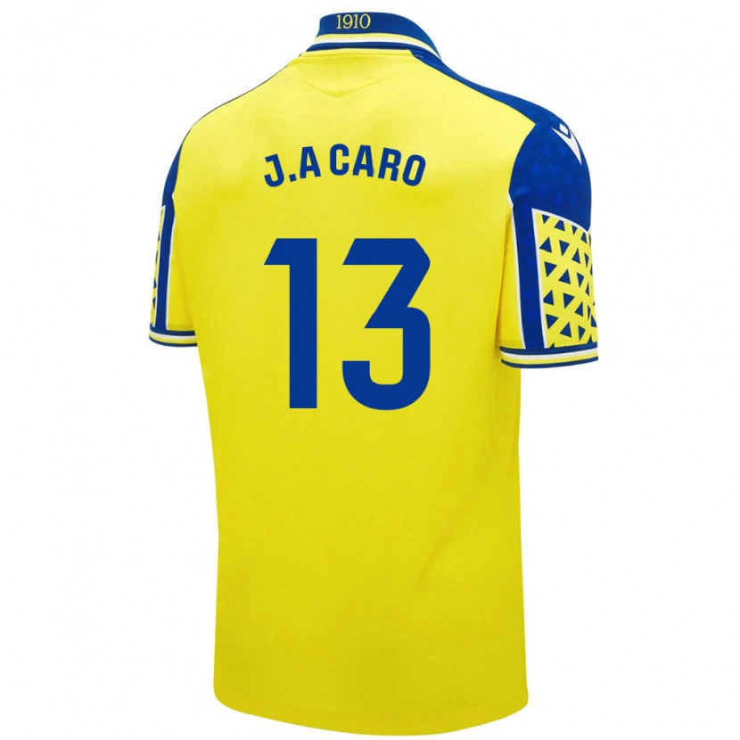 Danxen Enfant Maillot José Antonio Caro #13 Jaune Bleu Tenues Domicile 2024/25 T-Shirt