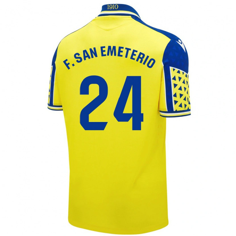 Danxen Enfant Maillot Fede San Emeterio #24 Jaune Bleu Tenues Domicile 2024/25 T-Shirt