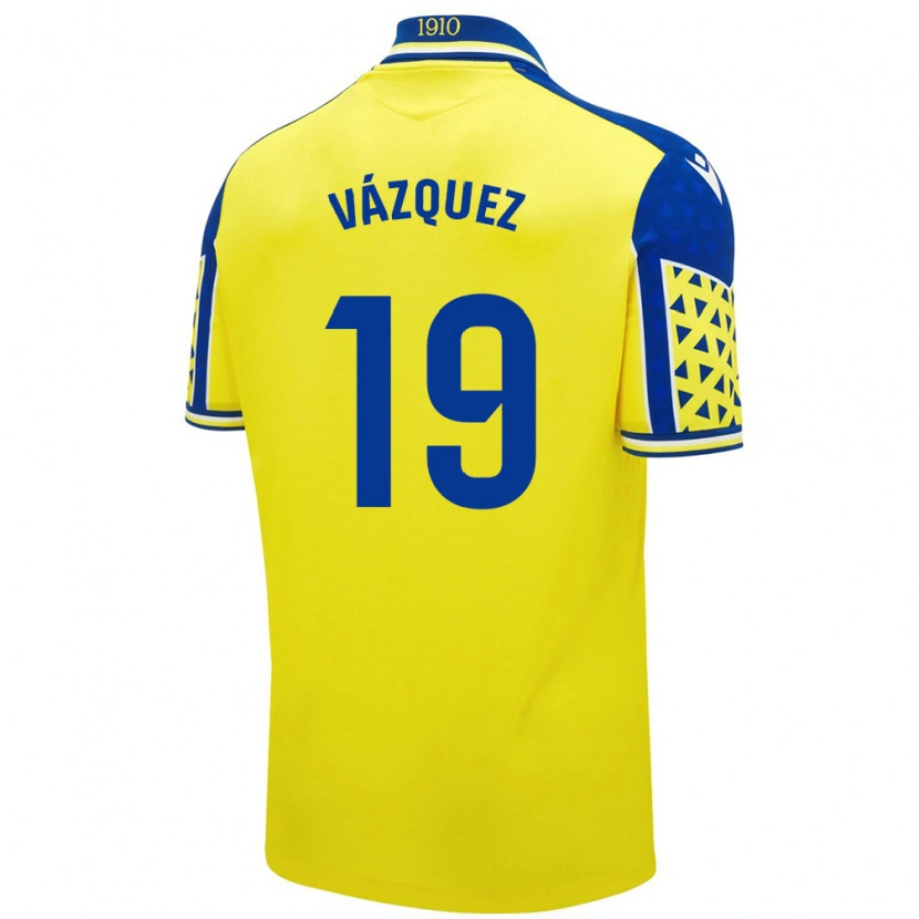 Danxen Enfant Maillot Borja Vázquez #19 Jaune Bleu Tenues Domicile 2024/25 T-Shirt