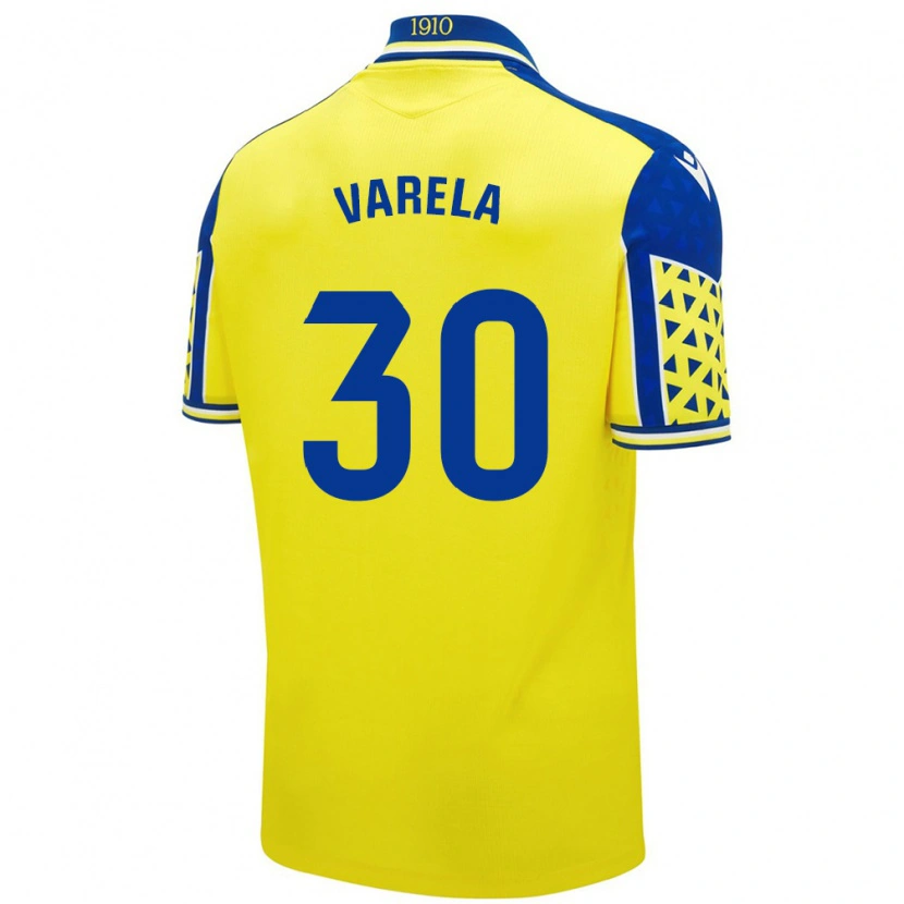 Danxen Enfant Maillot Brandon Varela #30 Jaune Bleu Tenues Domicile 2024/25 T-Shirt