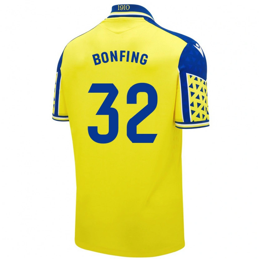 Danxen Enfant Maillot Boubacar Bonfing #32 Jaune Bleu Tenues Domicile 2024/25 T-Shirt