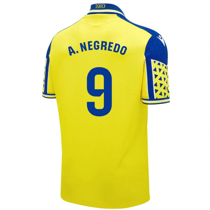 Danxen Enfant Maillot Álvaro Negredo #9 Jaune Bleu Tenues Domicile 2024/25 T-Shirt