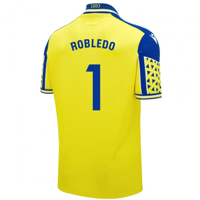 Danxen Enfant Maillot Robledo #1 Jaune Bleu Tenues Domicile 2024/25 T-Shirt