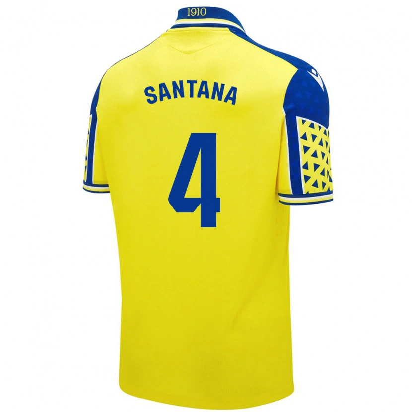 Danxen Enfant Maillot María Del Carmen Santana Vázquez #4 Jaune Bleu Tenues Domicile 2024/25 T-Shirt