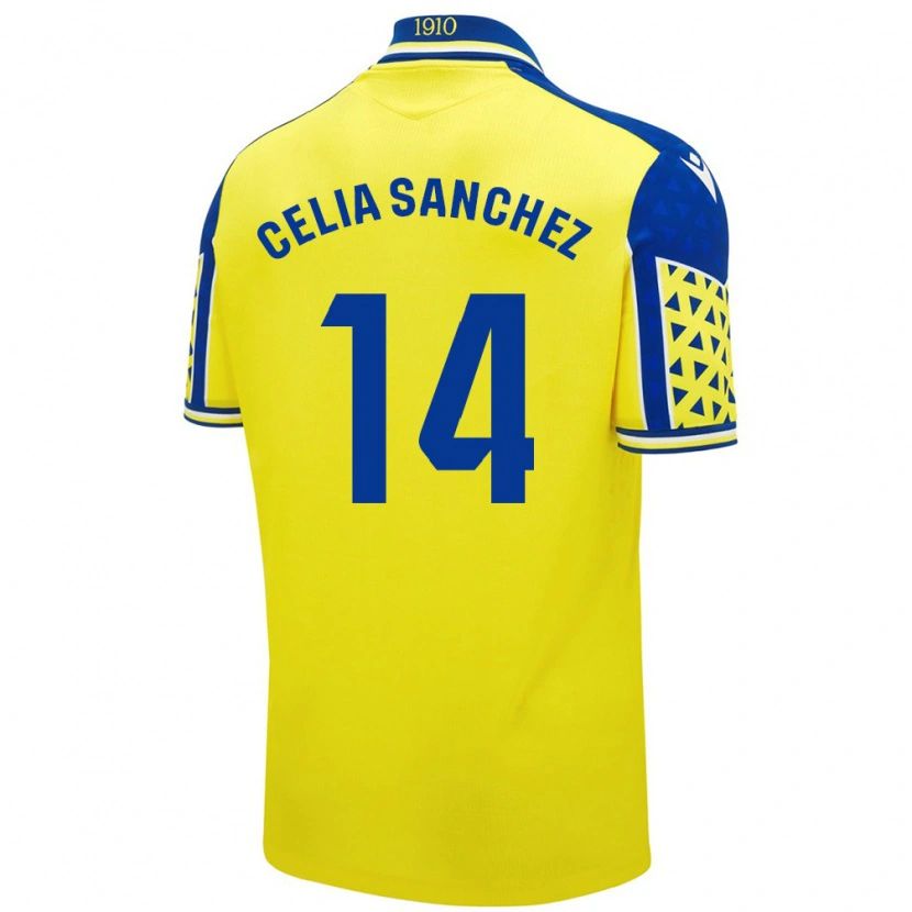 Danxen Enfant Maillot Celia Sánchez García #14 Jaune Bleu Tenues Domicile 2024/25 T-Shirt