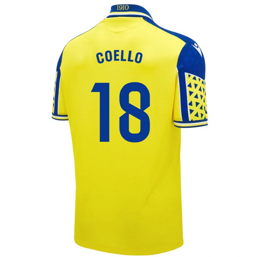 Danxen Enfant Maillot María Del Carmen Coello Vidal #18 Jaune Bleu Tenues Domicile 2024/25 T-Shirt