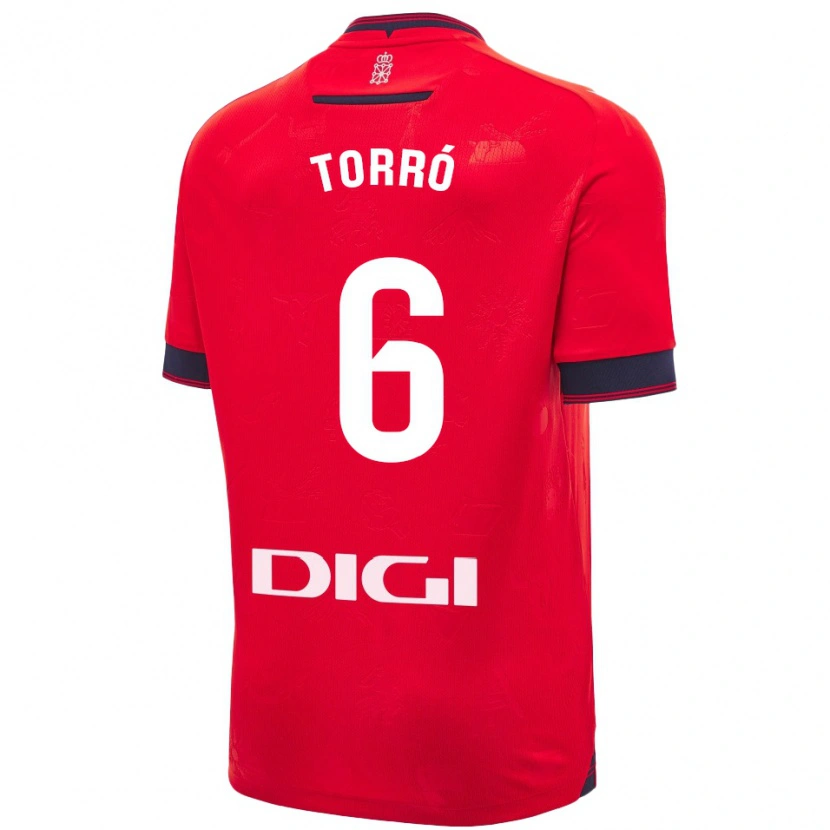 Danxen Enfant Maillot Lucas Torró #6 Rouge Blanc Tenues Domicile 2024/25 T-Shirt