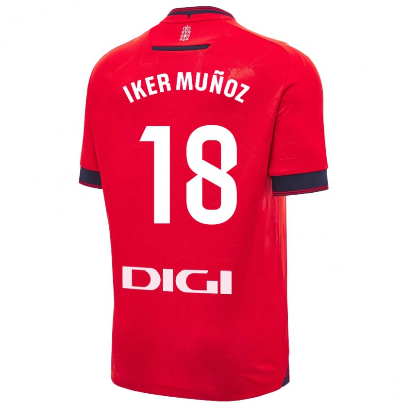 Danxen Enfant Maillot Iker Muñoz #18 Rouge Blanc Tenues Domicile 2024/25 T-Shirt