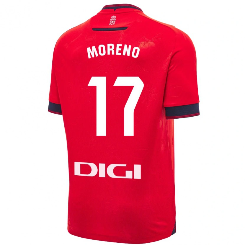 Danxen Enfant Maillot Pablo Moreno #17 Rouge Blanc Tenues Domicile 2024/25 T-Shirt