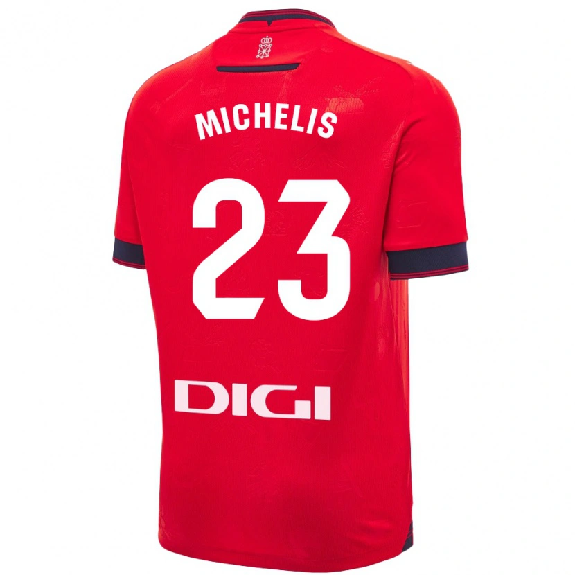 Danxen Enfant Maillot Nikolaos Michelis #23 Rouge Blanc Tenues Domicile 2024/25 T-Shirt