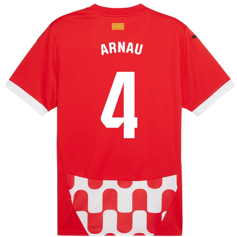 Danxen Enfant Maillot Arnau Martínez #4 Rouge Blanc Tenues Domicile 2024/25 T-Shirt