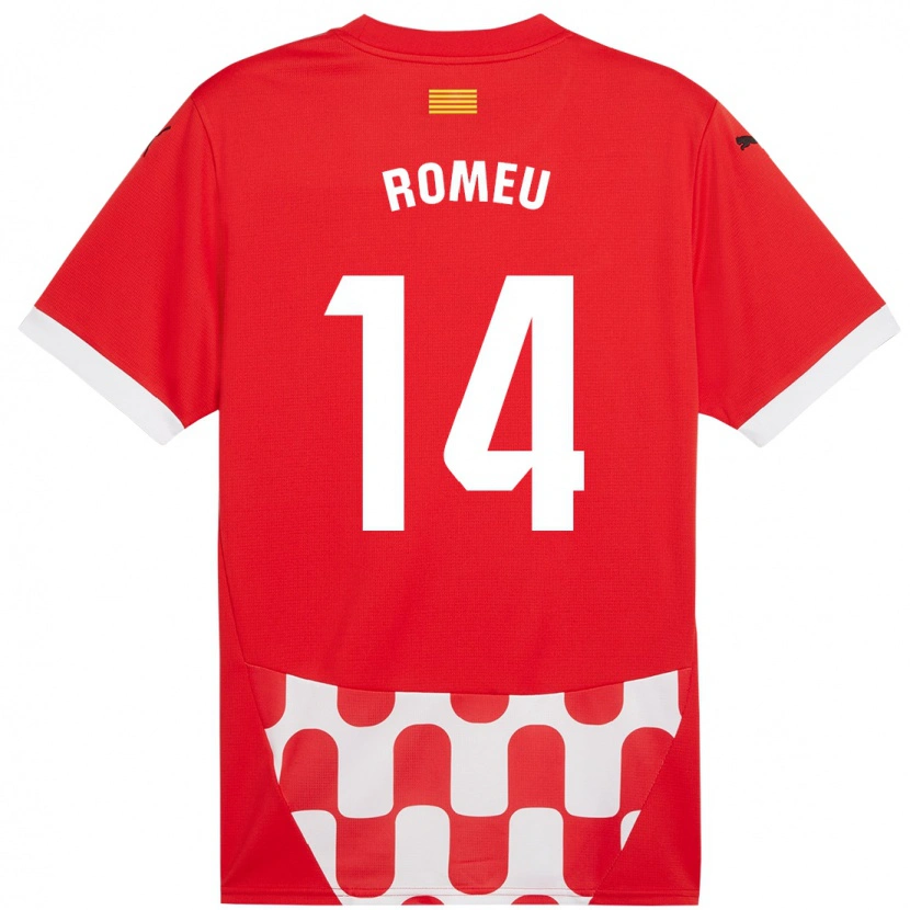 Danxen Enfant Maillot Oriol Romeu #14 Rouge Blanc Tenues Domicile 2024/25 T-Shirt