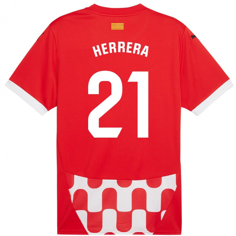 Danxen Enfant Maillot Yangel Herrera #21 Rouge Blanc Tenues Domicile 2024/25 T-Shirt